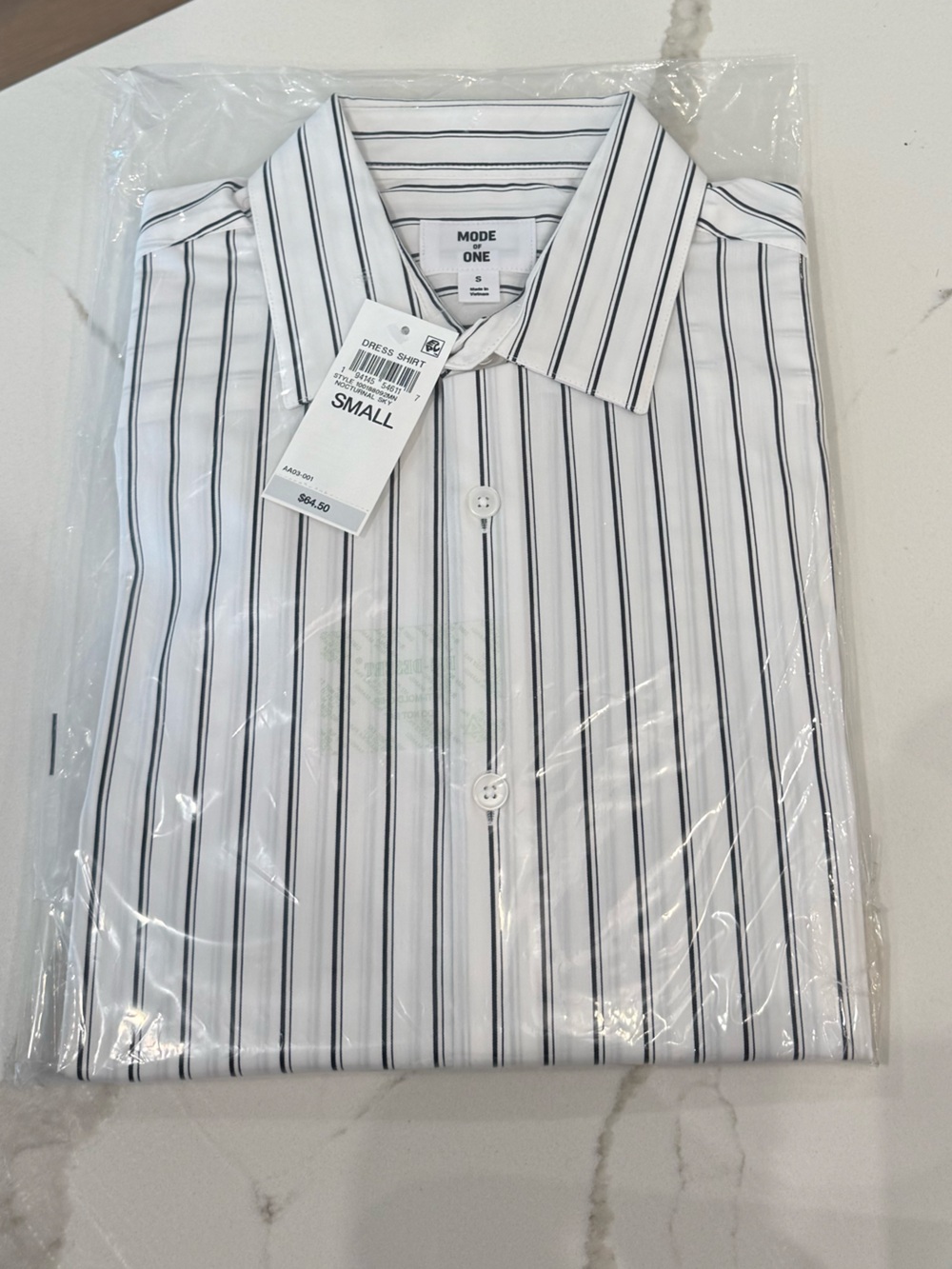 Men's White Stripe Dress Shirt - Small